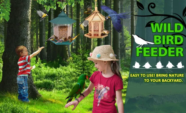 Hanging Wild Bird Feeder Garden Seed Container Waterproof Gazebo Shape Outdoor 2