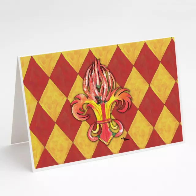 Peppers Fleur de lis Greeting Cards and Envelopes Pack of 8 8499GCA7P