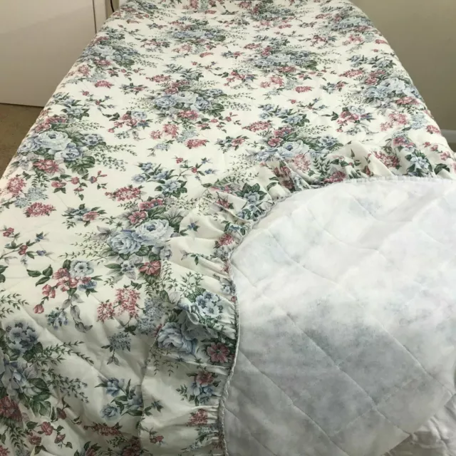 Floral Bedspread Rose Bouquet Blanket Cover JCPenny Bedding Lace USA 87" X 104" 3