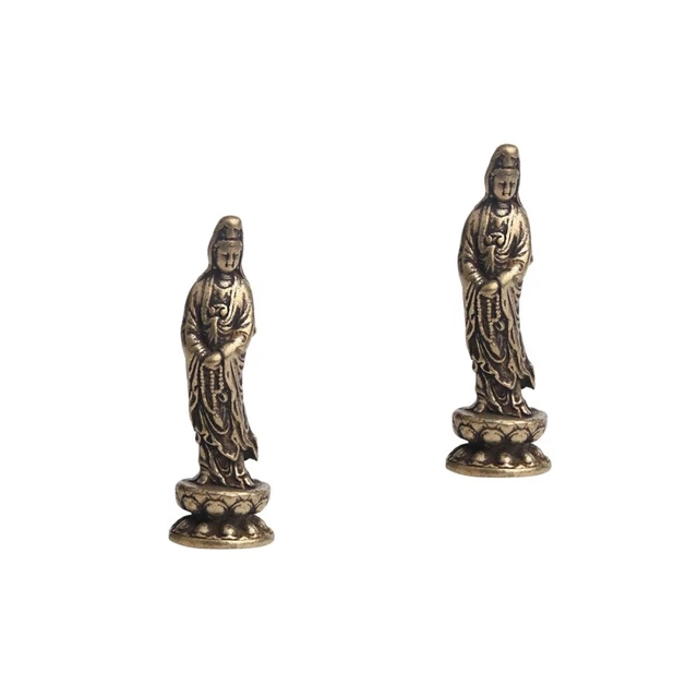 2 PCS Buddha Sculpture Bronze Buddha Statue Ornament Decor Home Mini