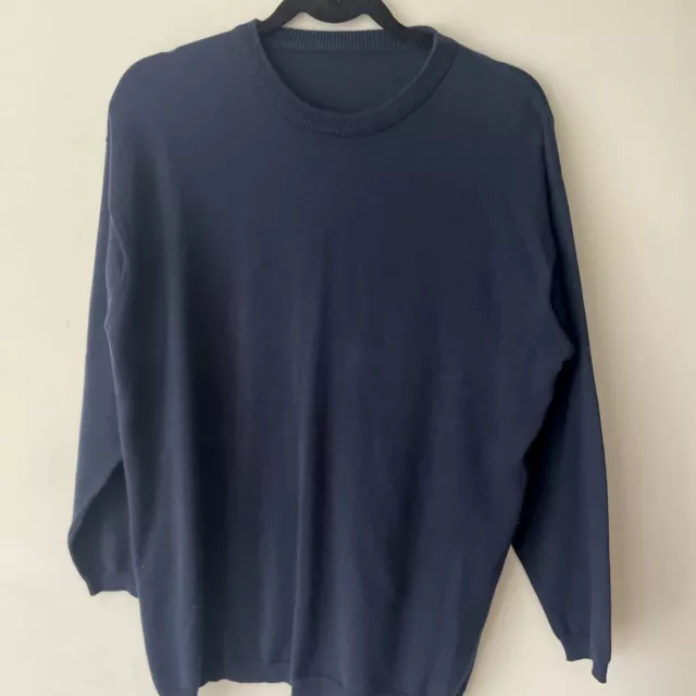 mens knit jumper size XL navy blue long sleeve Crew Neck