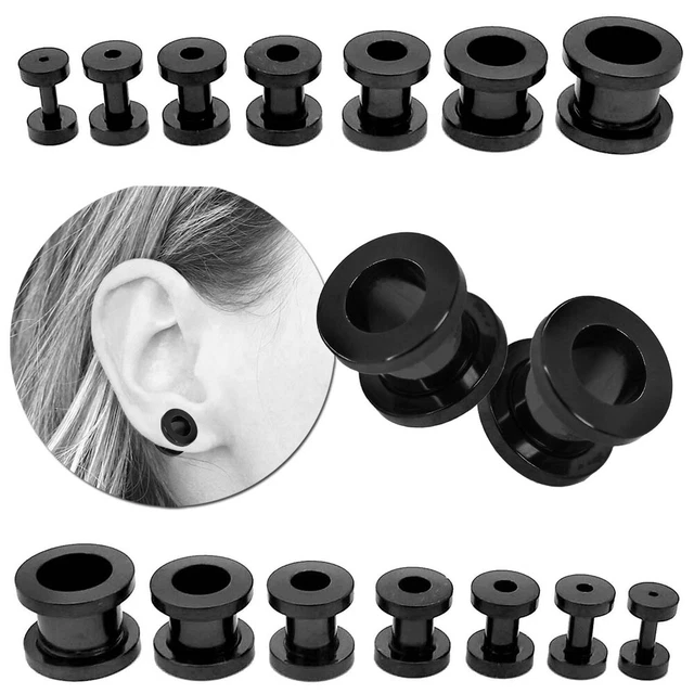 2 Fake Plugs Zèbre 10mm - Clous D'Oreille Faux Tunnel - Acier Inoxydable/Acrylique - Style Piercing