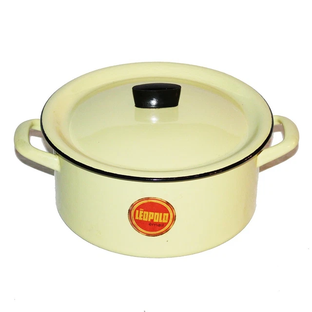 Faitout / Cocotte émaillée Vintage - Noir Et Jaune - 26 Cm - Cuisson Tous Feux