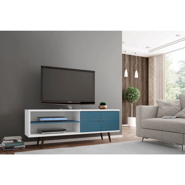 Manhattan Comfort Liberty 62.99 Mid-Century Modern TV Stand with 3 Shelves and 2