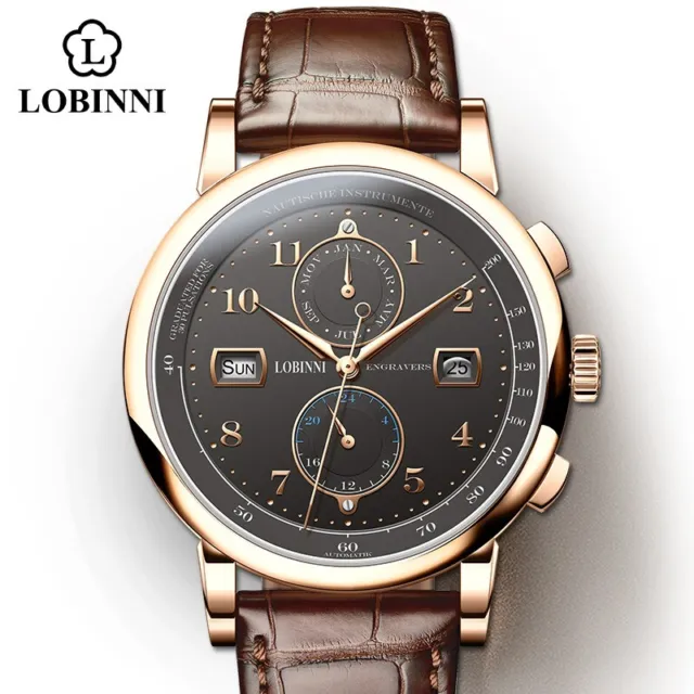 Business Watch Top Brand Luxury Fashion For Men Leather Mechanical Wristwatch