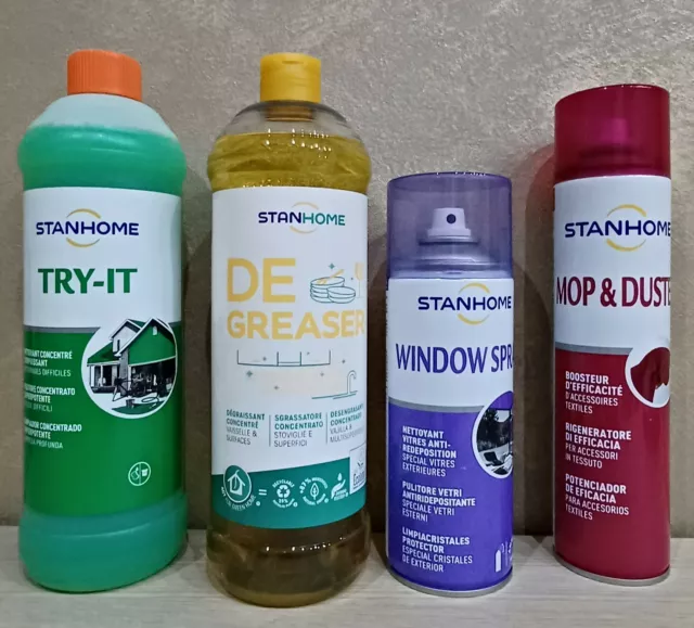 STANHOME  SET 4 PRODOTTI CASA ( mop & dust, window spray,degreaser, try  it) EUR 30,90 - PicClick IT