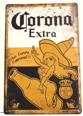 Corona Mexican Beer Tin Metal Poster Sign Bar Man Cave Vintage Style Retro Ad