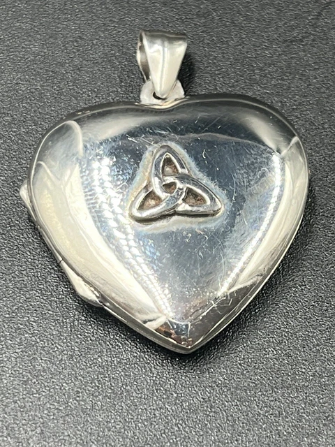 925 Celtic Heart Locket Pendant 9.53g