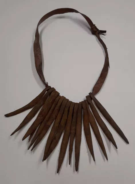 antique handmade Dogon Tribal African wrought iron spike necklace