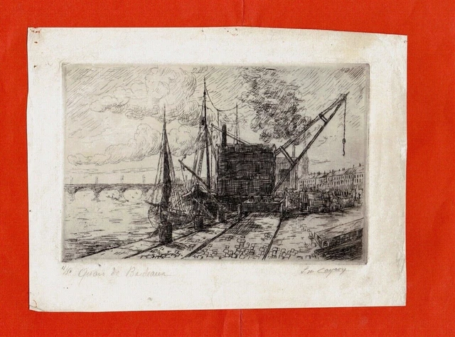 Gu63-Engraving Orig-Les Quais De Bordeaux-M.m.cayroy