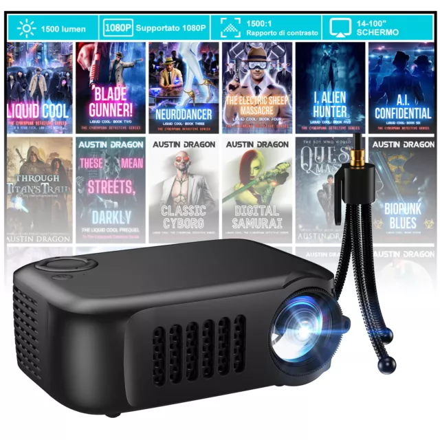 Videoproiettore Portatile Led Mini FHd 1080P Projector Av Usb Hdmi Home Cinema