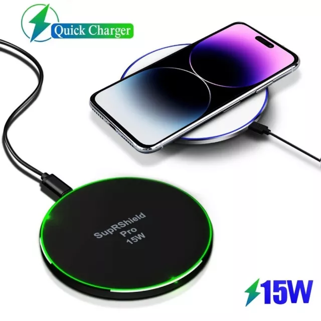 15W Qi Wireless Fast Charger Pad Station For iPhone Samsung Galaxy Google Pixel