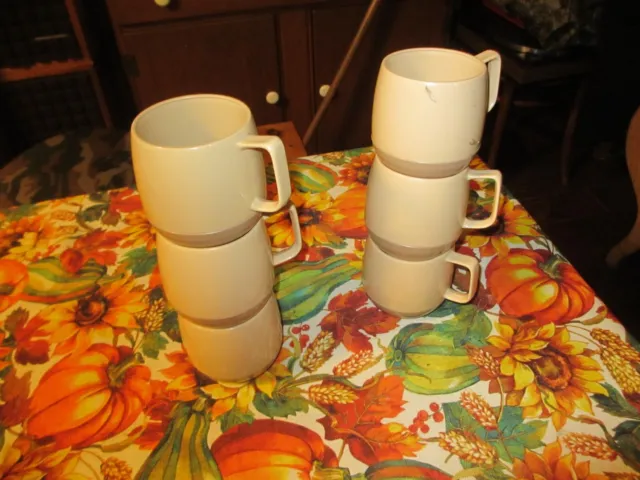 Vacron Lot of 6 VTG  Insulated Boat Coffee Mugs Cups Bopp Decker Camper /PICNIC