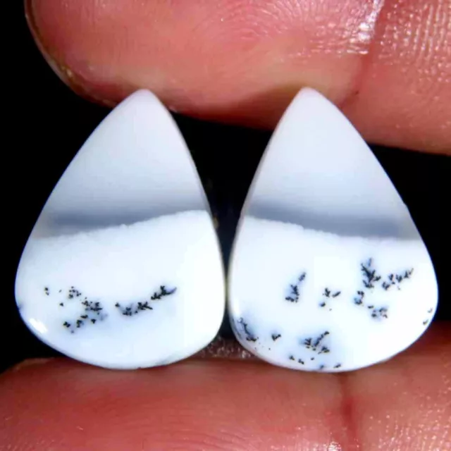13.90Cts.100%Natural Designer Dendrite Opal Pear Pair Cab 12x17x4mm Top Gemstone