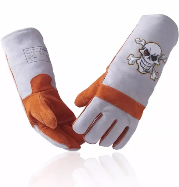 FOOWOO Cowhide Leather Stick/MIG Welding Gloves with KEVLAR Heat/Fire Resistant