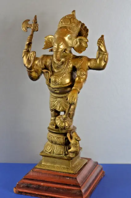 Large (4.2kg) Antique 19th Century Indian Bronze Statue Hindu God Ganesh,c1890