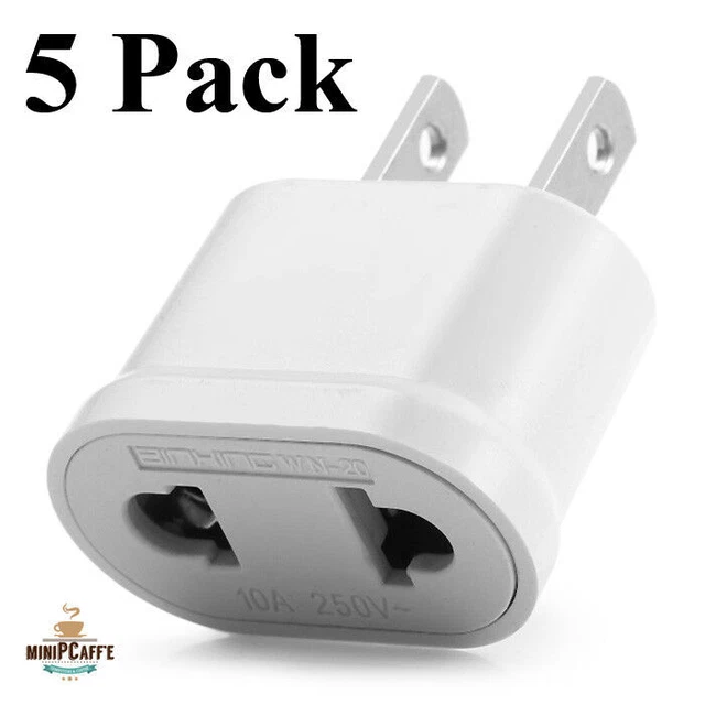 Lot de 5 adaptateurs de voyage de qualité Euro Europe EU vers US USA AC...