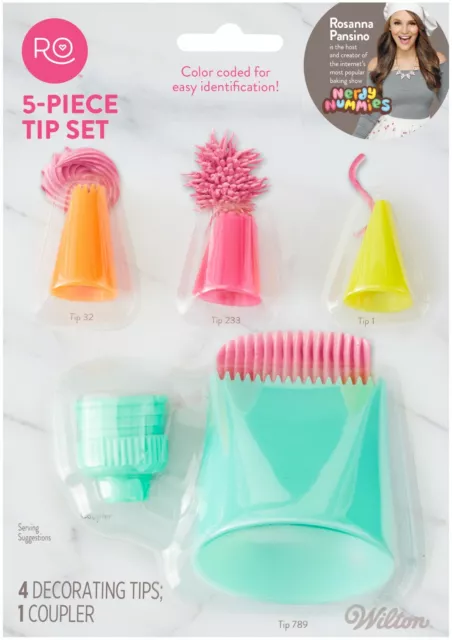 Juego de puntas de 5 piezas de Rosanna Pansino (acoplador y 4 puntas: #1, #32, #233, #789)