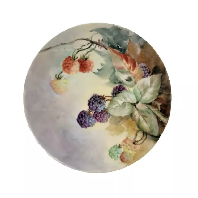 Limoges France Decorative Plate Blackberries Antique Marked PL  7" Handpainted