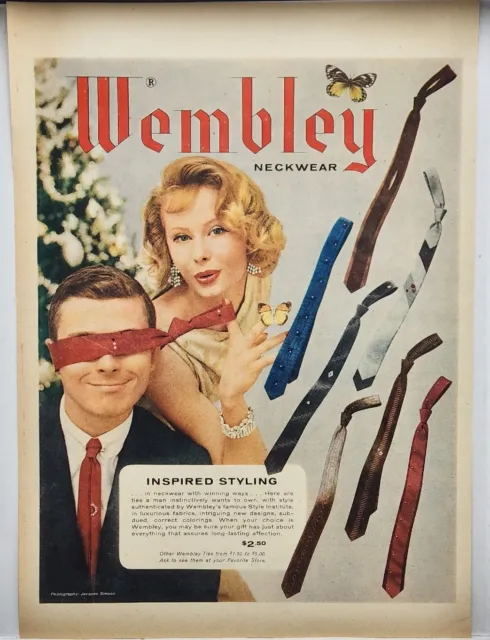 1960 Wembley Neckwear Ties Vintage Print Ad Poster Man Cave Art Decor 60's