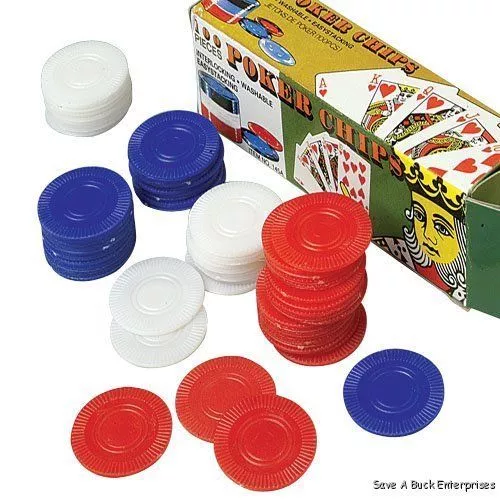 2500 Plastic Poker Chip set - Red White Blue- bulk lot