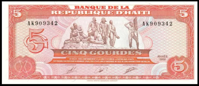 Haiti, 5 gourdes, 1989, P-255, Banknote UNC