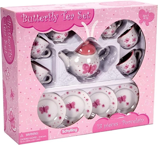 SCHYLLING ~ Butterfly Tea Set ~ 13 Pieces ~ Ceramic ~ Childrens