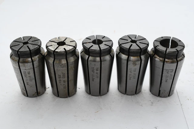 Lot of 5 TSD Universal AF Collet Holders 3/4'' 1/4'' 7/16'' 15/64'' 23/64''