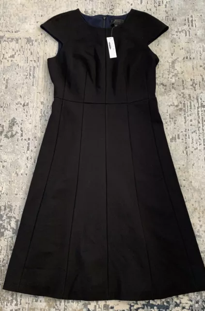 NWT JCREW Cap Sleeve A-line Midi Dress Structured Ponte Size6 Black AC407