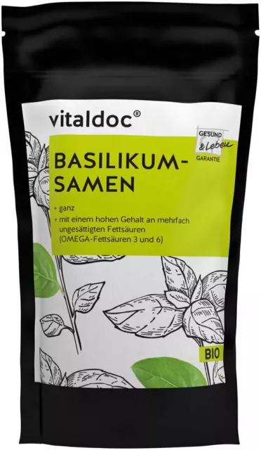 vitaldoc® BIO Basilikum-Samen 150g Protein, Omega 3 und 6 - Gesund & Leben