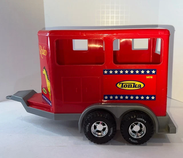 Tonka Rodeo Red Bumper Pull Horse Trailer w/Wheels that Turn, Opening Back Doors