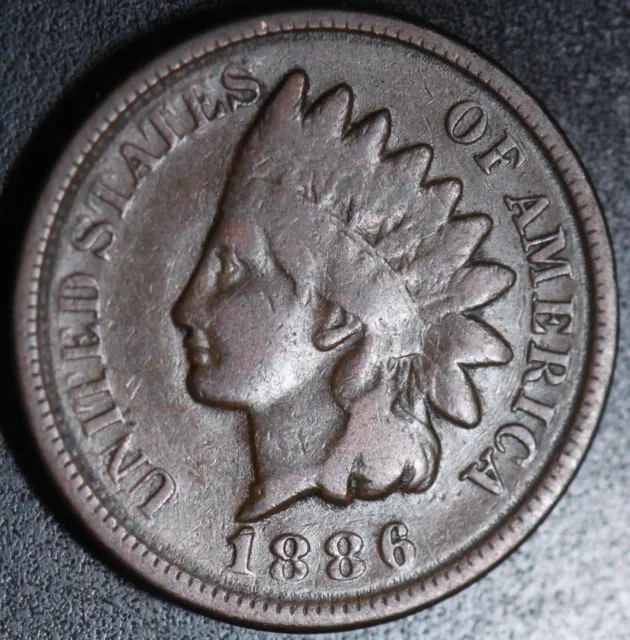 1886 INDIAN HEAD CENT - VG VERY GOOD - T2 Type 2