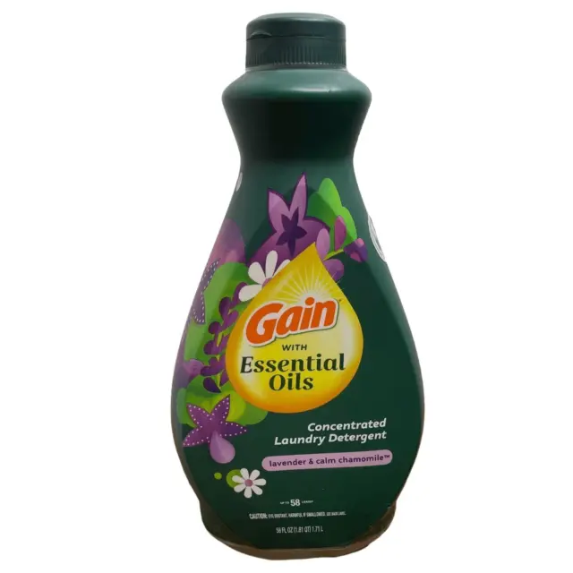 NEW BIG Gain with Essential Oils Concentrated Liquid Detergent Lavender Calm 58