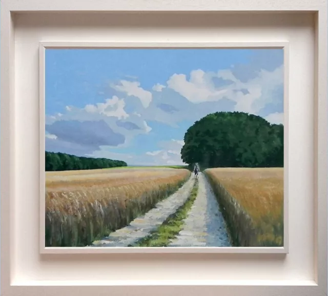 Walking the Yorkshire Wolds. Original oil painting by Tim Ball on prep'd panel. 2