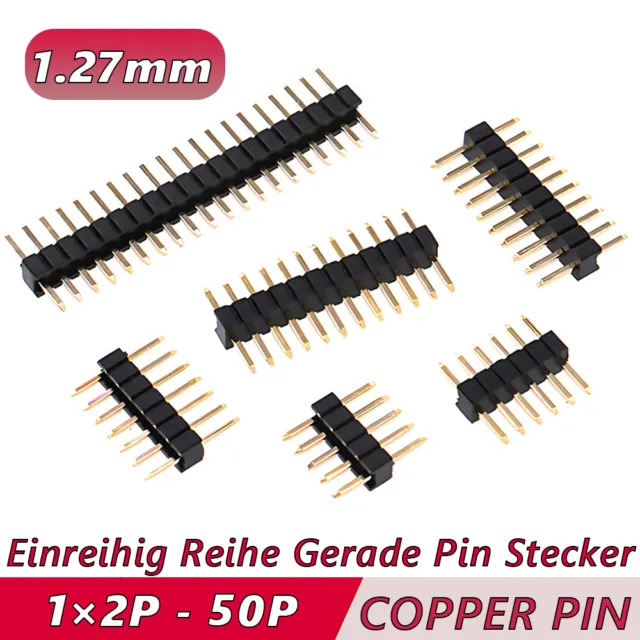 1.27mm 1*2/3/4/5/6/7/8/10/12/20/40/50P Straight Male Single Row Pin Header Strip