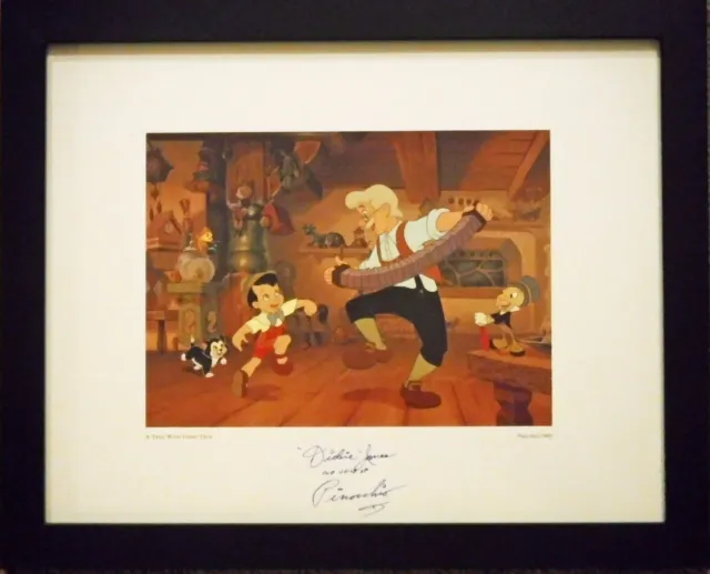 🟤 Signed Pinocchio Original voice ca 1940 Walt Disney Dickie Jones 11x14 Frame