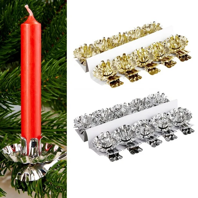 Lot De 14 Porte-bougies Anciens à Pince – Tôle émaillée – Années 1950 – Déco Noël Vintage – Fabriqué En France