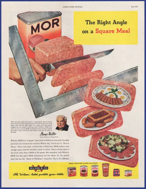 Vintage 1947 Wilson & Co. MOR Canned Meat Ephemera 1940's Print Ad