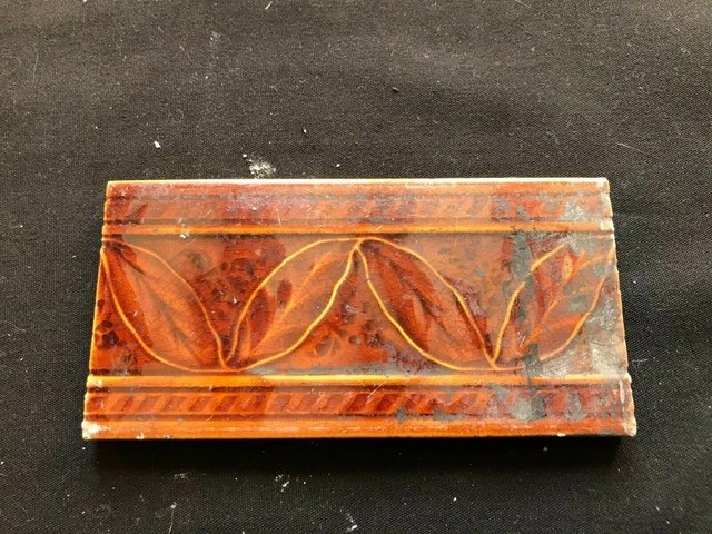 One Reclaimed Antique 6" x 3" Ceramic Victorian Tile Tiling Décor (BTS4)