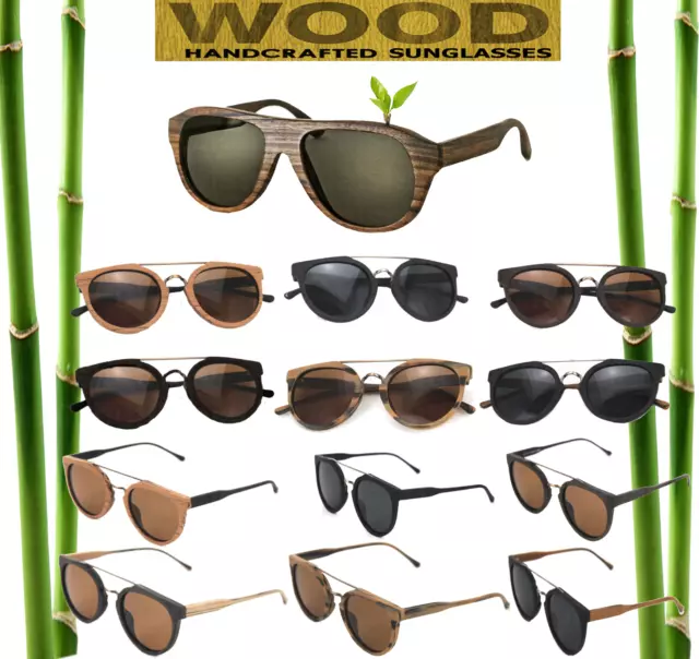 Hand Made Wood Wooden Glasses Mens Womens Bamboo Sunglasses Stylish with UV400