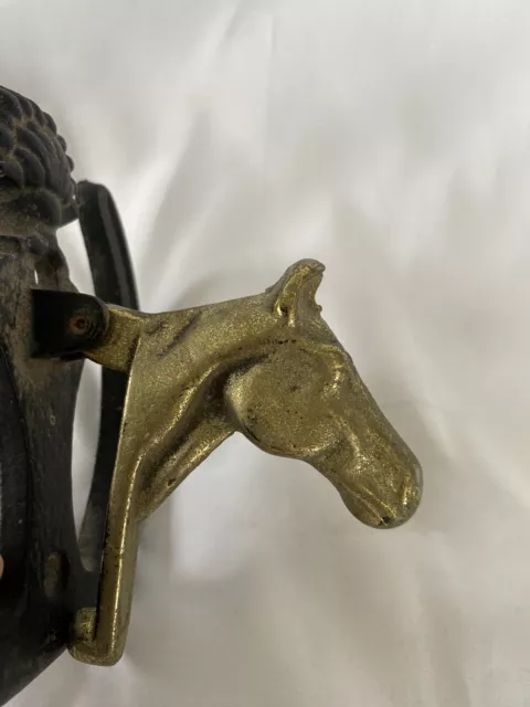 VINTAGE RECLAIMED SOLID BRASS Horses Head Door Knocker