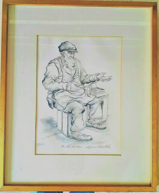 SEYMOUR ROSENTHAL Judaica "Candle Vendor" Limited, Pencil-signed  numbered Litho