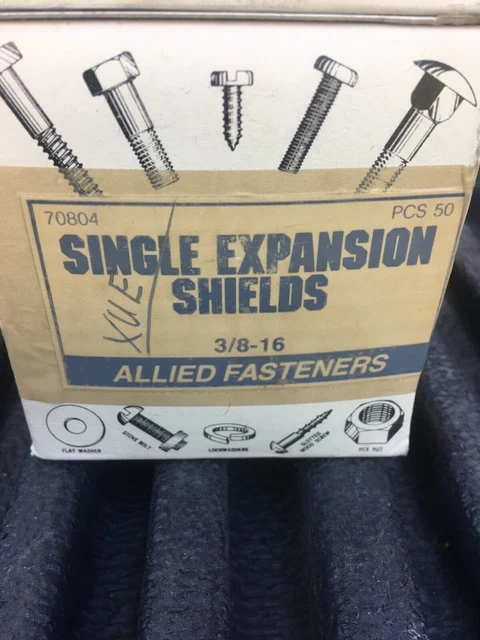 3/8" bolt - 5/8” hole, SingleExpansion Shield Anchor Zinc Alloy, box of 50