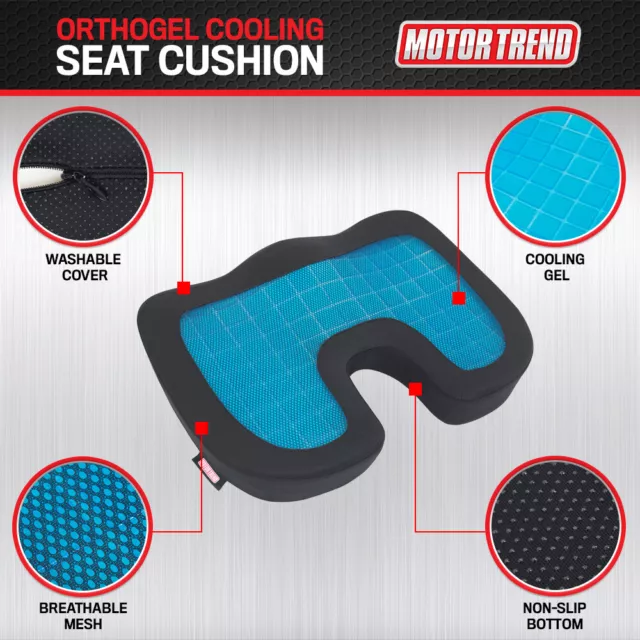 Motor Trend Cooling Seat Cushion with Memory Foam and Orthopedic Gel