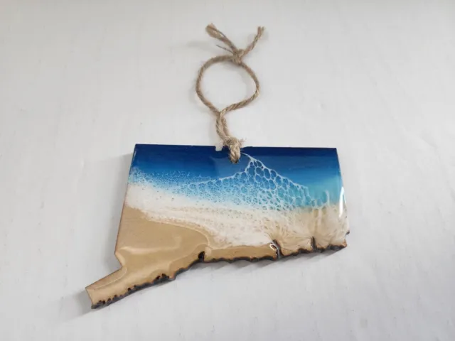 Connecticut Beach Handcrafted Wooden Resin Ornament