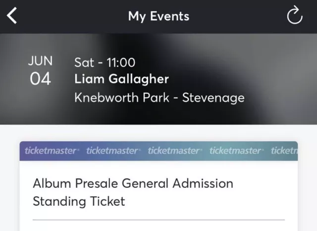 liam gallagher knebworth tickets Saturday June 4th