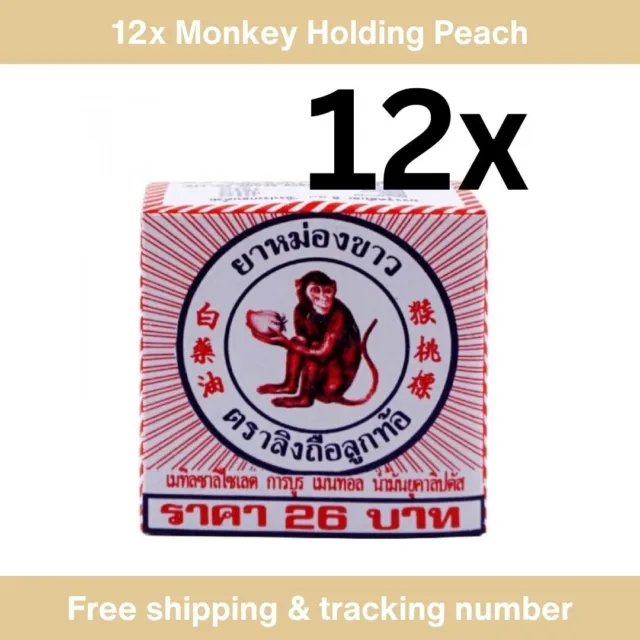 12x8g. Monkey Holding Peach THAI WHITE MENTHOL BALM.