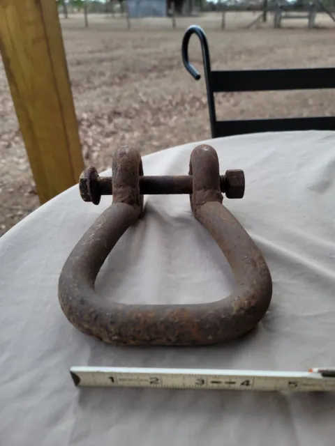 Antique Large Square Metal Clevis 4" Wide At Hook