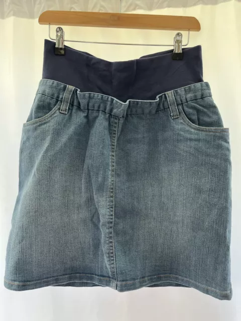 Denim Maternity Skirt Size10 L21” JoJo Maman Bebe Blue Denim Cotton A Line Short