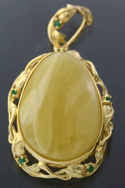 Genuine BALTIC AMBER Egg Yolk Gold Plated Silver Pendant 10.6g 190328-12
